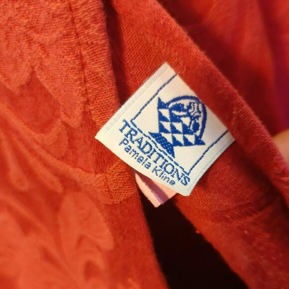 Pamela Kline Crimson Red Damask Pillow Shams Set of 2 Cotton 24x24 Square - Picture 7 of 7